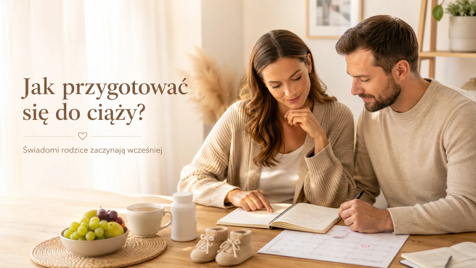 Para przygotowująca się do ciąży przy jasnym stole